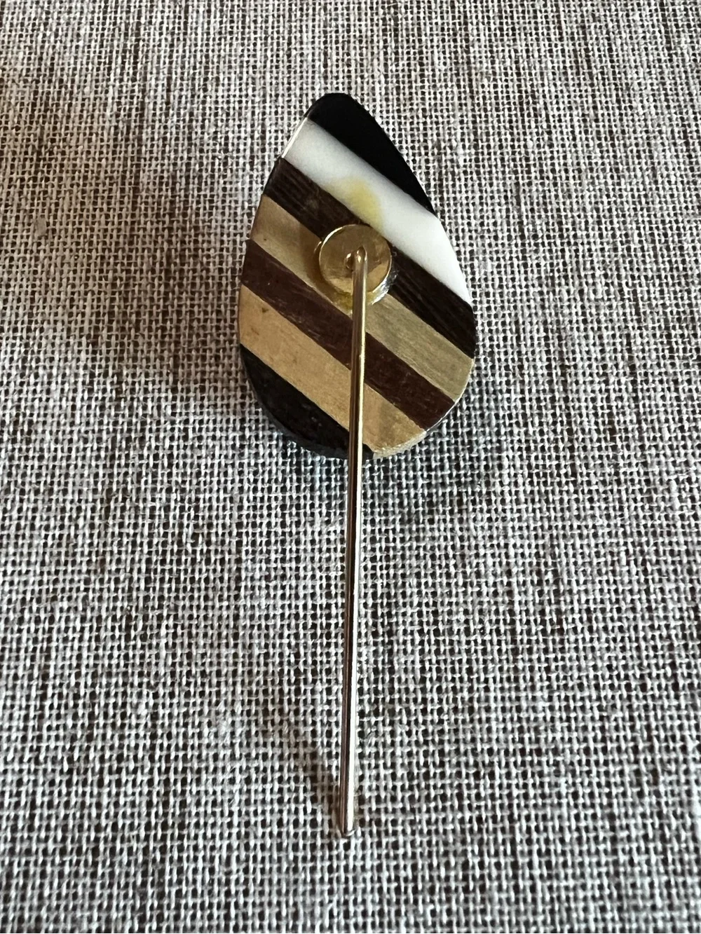 Vintage Wooden Stick Pin Marquetry Lapel Pin Western Cottage MCM Boho Priarie
